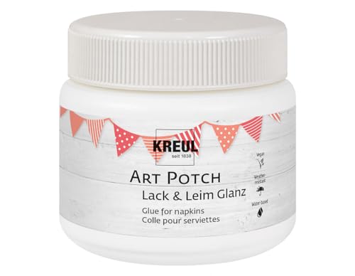 KREUL 49151 - Art Potch Lack und Leim transparent glänzend, 150 ml, Serviettentechnik- und Dekokleber auf Wasserbasis, für Holz, Keramik, Stein und Karton von Kreul