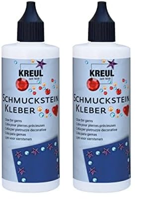 KREUL 49602 - Schmucksteinkleber, 125 ml Flasche, auf Wasserbasis hergestellt, trocknet transparent, mit feiner Düse für punktgenaues Aufkleben der Schmucksteine (Packung mit 2) von Kreul