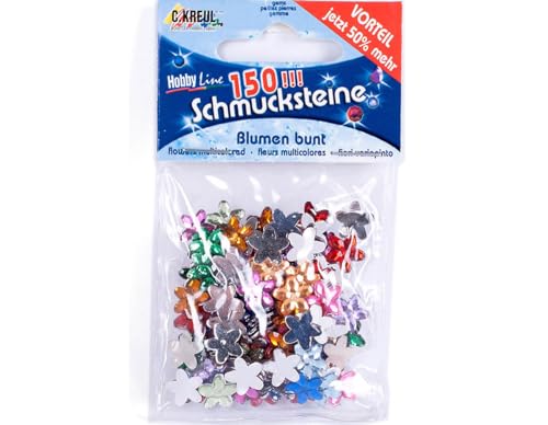 KREUL 49615 - Schmucksteine Blumen, 150 bunte Steine, für die Gestaltung von modischen Accessoires und zur Gestaltung im Home Deco Bereich von Kreul