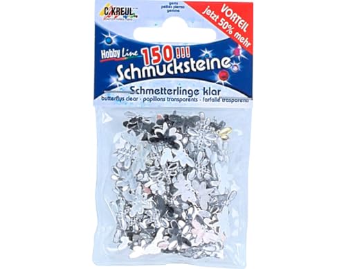KREUL 49626 Dekorative Schmetterlingssteine, transparent, 150 Stück von Kreul