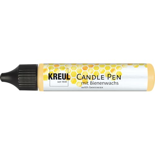 KREUL 49714 - Candle Pen, gold, 29 ml, Kerzenstift mit feiner Malspitze, Farbe mit Bienenwachs zum Verzieren & Bemalen von Kerzen von Kreul