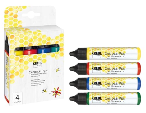 KREUL 49755 - Candle Pen 4er Set, Gelb, Rot, Blau Grün, je 29 ml, feine Malspitze, Farben mit Bienenwachs zum Verzieren & Bemalen von Kerzen KREUL 49755 - Candle Pen 4er Set, Gelb, Rot, Blau Grün, je 29 ml, feine Malspitze, Farben mit Bienenwachs zum Verzieren & Bemalen von Kerzen von Kreul