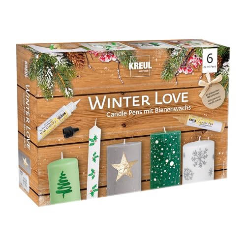KREUL 49759 - Candle Pen 6er Set Winter Love, 6 x 29 ml, feine Malspitze, Farben mit Bienenwachs zum Verzieren und Bemalen von Kerzen KREUL 49759 - Candle Pen 6er Set Winter Love, 6 x 29 ml, feine Malspitze, Farben mit Bienenwachs zum Verzieren und Bemalen von Kerzen von Kreul