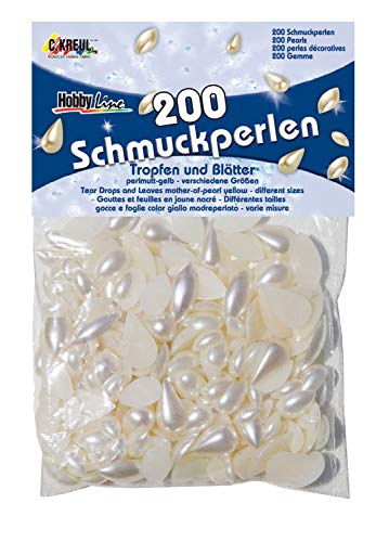 KREUL 49902 - Schmuckperlen Tropfen und Blätter, 200 Stück sortiert, perlmuttgelb, ideal zum Verzieren von Dekoelementen und Gebasteltem KREUL 49902 - Schmuckperlen Tropfen und Blätter, 200 Stück sortiert, perlmuttgelb, ideal zum Verzieren von Dekoelementen und Gebasteltem von Kreul