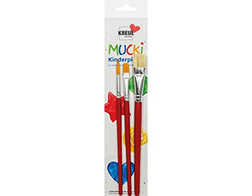 KREUL 553031 - Mucki Kinderpinsel Set für Kindergarten, Schule und Freizeit, elastisch und strapazierfähig, Borstenpinsel flach Größe 16 sowie Synthetics Pinsel rund Größe 8 und Flachpinsel Größe 10 KREUL 553031 - Mucki Kinderpinsel Set für Kindergarten, Schule und Freizeit, elastisch und strapazierfähig, Borstenpinsel flach Größe 16 sowie Synthetics Pinsel rund Größe 8 und Flachpinsel Größe 10 von Kreul
