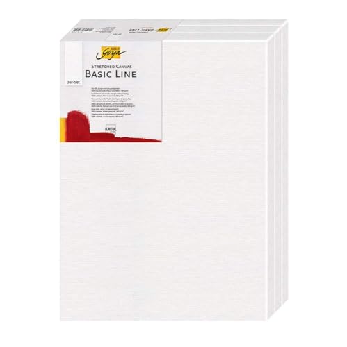 KREUL 633040 - Solo Goya Stretched Canvas Basic Line Keilrahmen 30 x 40 cm, 3er Set, mit Leinwand aus Baumwolle 4 fach grundiert, ideal für Öl, Acryl-und Gouachefarben von Kreul