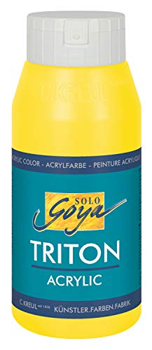 KREUL 641532 - Solo Goya Triton Acrylfarbe echtgelb, 750 ml Flasche, schnell und matt trocknend, Farbe auf Wasserbasis, in Studioqualität, vielseitig einsetzbar, gut deckend und ergiebig von Kreul
