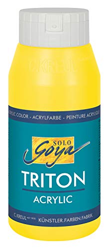 KREUL 641532 - Solo Goya Triton Acrylfarbe echtgelb, 750 ml Flasche, schnell und matt trocknend, Farbe auf Wasserbasis, in Studioqualität, vielseitig einsetzbar, gut deckend und ergiebig von Kreul