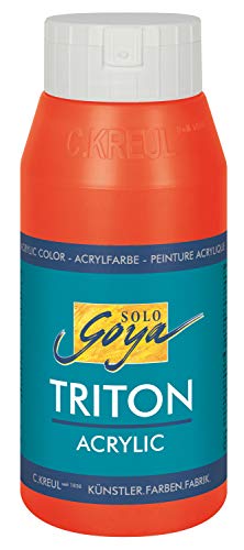 KREUL 641532 - Solo Goya Triton Acrylfarbe echtrot, 750 ml Flasche, schnell und matt trocknend, Farbe auf Wasserbasis, in Studioqualität, vielseitig einsetzbar, gut deckend und ergiebig von Kreul