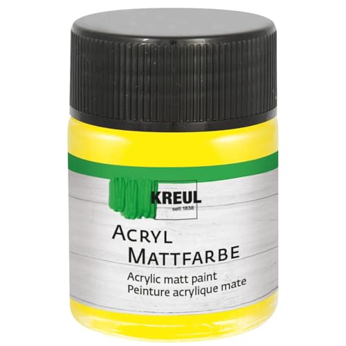 KREUL 643903 Acryl Mattfarbe, cremig deckende, schnelltrocknende Farbe auf Wasserbasis, für viele Verschiedene Untergründe geeignet, im 50 ml Glas, gelb, 50 Milliliter KREUL 643903 Acryl Mattfarbe, cremig deckende, schnelltrocknende Farbe auf Wasserbasis, für viele Verschiedene Untergründe geeignet, im 50 ml Glas, gelb, 50 Milliliter von Kreul