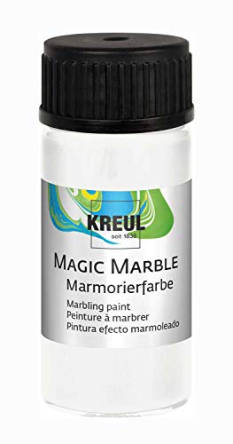 KREUL 73201 - Magic Marble Marmorierfarbe, 20 ml Glas in weiß, farbbrillante Tauchmarmorierfarbe für zufällige Musterungen und einzigartige Farbeffekte von Kreul