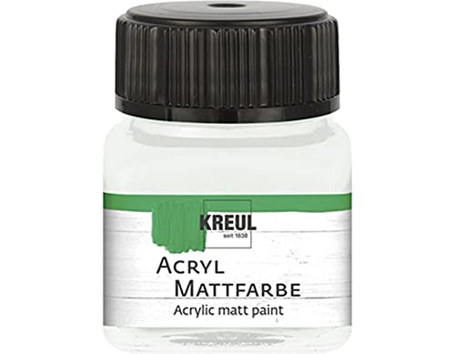 KREUL 75202 - Acryl Mattfarbe, pastellweiß im 20 ml Glas, cremig deckende, schnelltrocknende Farbe auf Wasserbasis, für viele verschiedene Untergründe geeignet von Kreul