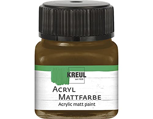 KREUL 75209 - Acryl Mattfarbe, dunkelbraun im 20 ml Glas, cremig deckende, schnelltrocknende Farbe auf Wasserbasis, für viele verschiedene Untergründe geeignet von Kreul