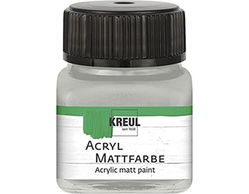 KREUL 75237 - Acryl Mattfarbe, silber im 20 ml Glas, cremig deckende, schnelltrocknende Farbe auf Wasserbasis, für viele verschiedene Untergründe geeignet von Kreul