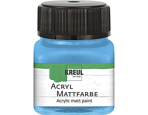 KREUL 75250 - Acryl Mattfarbe, himmelblau im 20 ml Glas, cremig deckende, schnelltrocknende Farbe auf Wasserbasis, für viele verschiedene Untergründe geeignet von Kreul