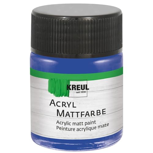 KREUL 75539 - Acryl Mattfarbe, blau im 50 ml Glas, cremig deckende, schnelltrocknende Farbe auf Wasserbasis, für viele verschiedene Untergründe geeignet KREUL 75539 - Acryl Mattfarbe, blau im 50 ml Glas, cremig deckende, schnelltrocknende Farbe auf Wasserbasis, für viele verschiedene Untergründe geeignet von Kreul