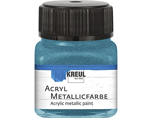 KREUL 77282 - Acryl Metallicfarbe, 20 ml Glas in petrol, glamouröse Acrylfarbe mit Metalliceffekt auf Wasserbasis, cremig deckend, schnelltrocknend und wasserfest von Kreul