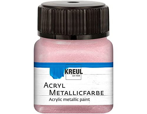 KREUL 77286 - Acryl Metallicfarbe, 20 ml Glas in metallic roségold, glamouröse Acrylfarbe mit Metalliceffekt auf Wasserbasis, cremig deckend, schnelltrocknend und wasserfest von Kreul