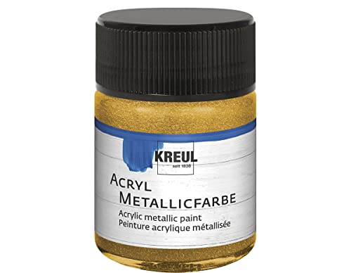 KREUL 77571 - Acryl Metallicfarbe, 50 ml Glas in gold, glamouröse Acrylfarbe mit Metalliceffekt auf Wasserbasis, cremig deckend, schnelltrocknend und wasserfest KREUL 77571 - Acryl Metallicfarbe, 50 ml Glas in gold, glamouröse Acrylfarbe mit Metalliceffekt auf Wasserbasis, cremig deckend, schnelltrocknend und wasserfest von Kreul