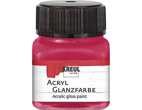 KREUL 79219 - Acryl Glanzfarbe, 20 ml Glas in dunkelrot, glänzend-glatte Acrylfarbe zum Anmalen und Basteln, auf Wasserbasis, speichelecht, schnelltrocknend und deckend von Kreul