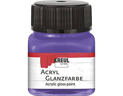 KREUL 79225 - Acryl Glanzfarbe, 20 ml Glas in violett, glänzend-glatte Acrylfarbe zum Anmalen und Basteln, auf Wasserbasis, speichelecht, schnelltrocknend und deckend von Kreul