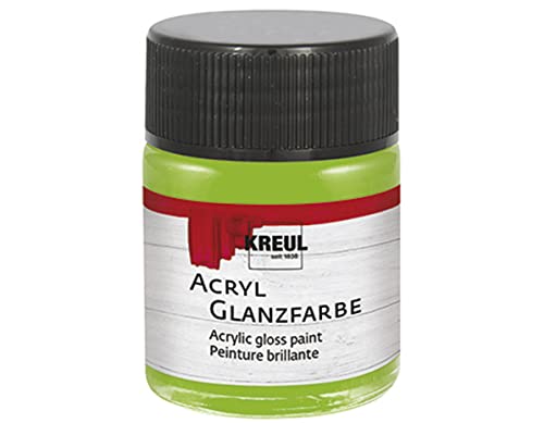 KREUL 79517 - Acryl Glanzfarbe, 50 ml Glas in lindgrün, glänzend-glatte Acrylfarbe zum Anmalen und Basteln, auf Wasserbasis, speichelecht, schnelltrocknend und deckend von Kreul