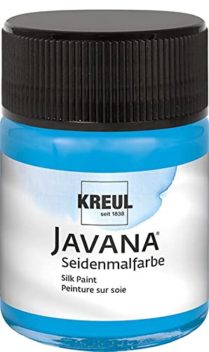 KREUL 8104 - Javana Seidenmalfarbe im 50 ml Glas, blau, hochpigmentierte und brillante Farbe auf Wasserbasis, mit fließend flüssigem Charakter, dringt tief in die Fasern ein von Kreul