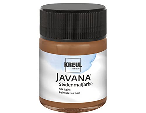 KREUL 8107 - Javana Seidenmalfarbe im 50 ml Glas, braun, hochpigmentierte und brillante Farbe auf Wasserbasis, mit fließend flüssigem Charakter, dringt tief in die Fasern ein von Kreul