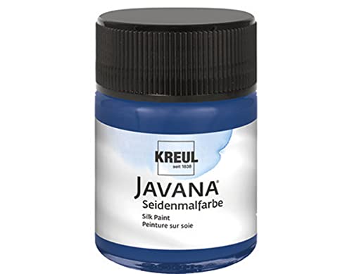 KREUL 8110 - Javana Seidenmalfarbe im 50 ml Glas, marineblau, hochpigmentierte und brillante Farbe auf Wasserbasis, mit fließend flüssigem Charakter, dringt tief in die Fasern ein von Kreul