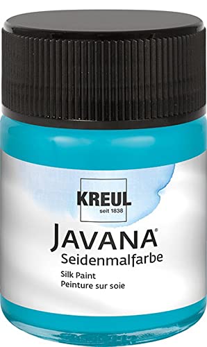 KREUL 8113 - Javana Seidenmalfarbe im 50 ml Glas, türkis, hochpigmentierte und brillante Farbe auf Wasserbasis, mit fließend flüssigem Charakter, dringt tief in die Fasern ein von Kreul