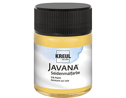 KREUL 8115 - Javana Seidenmalfarbe im 50 ml Glas, goldgelb, hochpigmentierte und brillante Farbe auf Wasserbasis, mit fließend flüssigem Charakter, dringt tief in die Fasern ein von Kreul