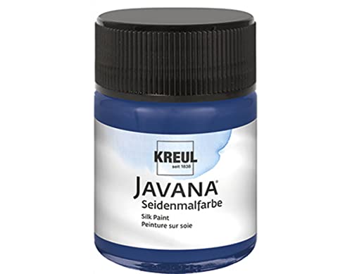 KREUL 8196 - Javana Seidenmalfarbe im 50 ml Glas, nachtblau, hochpigmentierte und brillante Farbe auf Wasserbasis, mit fließend flüssigem Charakter, dringt tief in die Fasern ein von Kreul