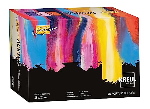 KREUL 84178 - Solo Goya Acrylic Set mit 48 Farben in 20 ml Tuben, Künstler-Acrylfarbe in Studienqualität, trocknet schnell und gleichmäßig matt auf, wasserfest von Kreul