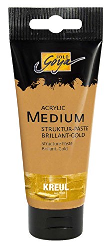 KREUL 85701 - Solo Goya Acrylic Medium, 100 ml Tube, Strukturpaste Brillant - Gold, pastose Spachtelmasse, trocknet glänzend und deckend auf von Kreul