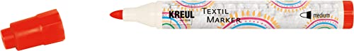 KREUL 90762 - Textil Marker medium, Rot, Strichstärke circa 2 bis 4 mm, Stoffmalstift für helle Stoffe & Textilien, waschecht nach Fixierung von Kreul