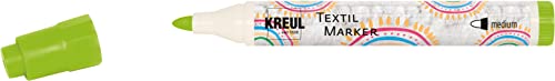 KREUL 90765 - Textil Marker medium, hellgrün, mit großer unempfindlicher Faserspitze, Strichstärke circa 2 bis 4 mm, Stoffmalstift für helle Stoffe und Textilien, waschecht nach Fixierung von Kreul