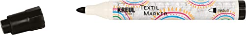 KREUL 90771 - Textil Marker medium, Schwarz, Strichstärke circa 2 bis 4 mm, Stoffmalstift für helle Stoffe & Textilien, waschecht nach Fixierung von Kreul
