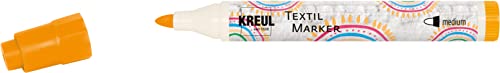 KREUL 90775 - Textil Marker medium, neonorange, mit großer unempfindlicher Faserspitze, Strichstärke circa 2 bis 4 mm, Stoffmalstift für helle Stoffe und Textilien, waschecht nach Fixierung von Kreul