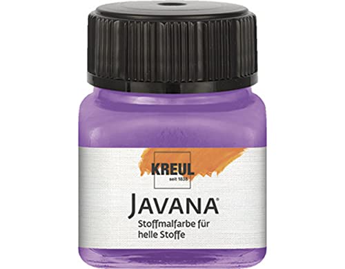 KREUL 90939 - Javana Stoffmalfarbe für helle Stoffe, 20 ml Glas in flieder, geschmeidige Farbe auf Wasserbasis mit cremigem Charakter, dringt fasertief ein, waschecht nach Fixierung von Kreul