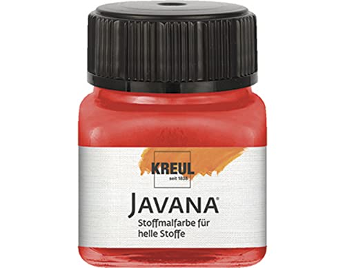 KREUL 90941 - Javana Stoffmalfarbe für helle Stoffe, 20 ml Glas in rot, geschmeidige Farbe auf Wasserbasis mit cremigem Charakter, dringt fasertief ein, waschecht nach Fixierung von Kreul