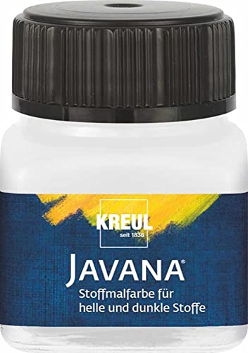 KREUL 90953 - Javana Stoffmalfarbe für helle und dunkle Stoffe, 20 ml Glas weiß, brillante Farbe auf Wasserbasis, pastoser Charakter, zum Stempeln und Schablonieren, nach Fixierung waschecht KREUL 90953 - Javana Stoffmalfarbe für helle und dunkle Stoffe, 20 ml Glas weiß, brillante Farbe auf Wasserbasis, pastoser Charakter, zum Stempeln und Schablonieren, nach Fixierung waschecht von Kreul