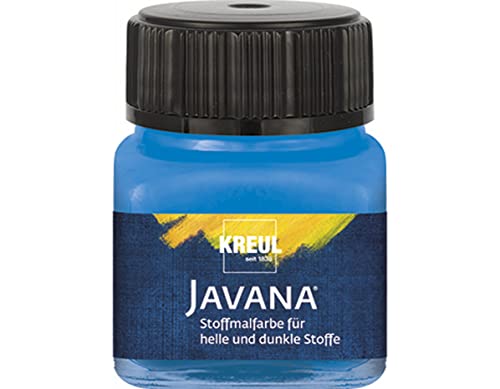 KREUL 90956 - Javana Stoffmalfarbe für helle und dunkle Stoffe, 20 ml Glas blau, brillante Farbe auf Wasserbasis, pastoser Charakter, zum Stempeln und Schablonieren, nach Fixierung waschecht KREUL 90956 - Javana Stoffmalfarbe für helle und dunkle Stoffe, 20 ml Glas blau, brillante Farbe auf Wasserbasis, pastoser Charakter, zum Stempeln und Schablonieren, nach Fixierung waschecht von Kreul