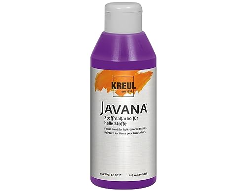 KREUL 91306 - Javana Stoffmalfarbe für helle Stoffe, 250 ml Glas in violett, geschmeidige Farbe auf Wasserbasis mit cremigem Charakter, dringt fasertief ein, waschecht nach Fixierung von Kreul