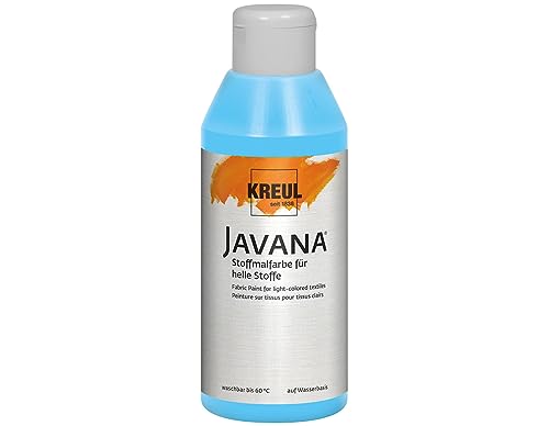 KREUL 91342 - Javana Stoffmalfarbe für helle Stoffe, 250 ml Glas in hellblau, geschmeidige Farbe auf Wasserbasis mit cremigem Charakter, dringt fasertief ein, waschecht nach Fixierung von Kreul