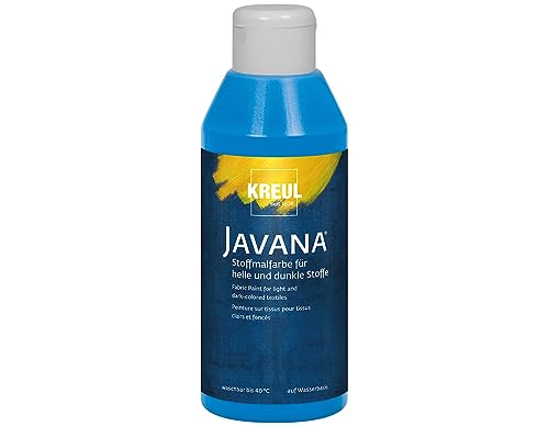 KREUL 91456 - Javana Stoffmalfarbe für helle und dunkle Stoffe, 250 ml Flasche blau, brillante Farbe auf Wasserbasis, pastoser Charakter, zum Stempeln und Schablonieren, nach Fixierung waschecht KREUL 91456 - Javana Stoffmalfarbe für helle und dunkle Stoffe, 250 ml Flasche blau, brillante Farbe auf Wasserbasis, pastoser Charakter, zum Stempeln und Schablonieren, nach Fixierung waschecht von Kreul