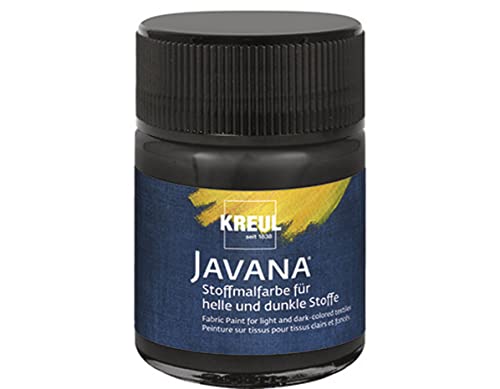 KREUL 91961 - Javana Stoffmalfarbe für helle und dunkle Stoffe, 50 ml Glas schwarz, brillante Farbe auf Wasserbasis, pastoser Charakter, zum Stempeln und Schablonieren, nach Fixierung waschecht KREUL 91961 - Javana Stoffmalfarbe für helle und dunkle Stoffe, 50 ml Glas schwarz, brillante Farbe auf Wasserbasis, pastoser Charakter, zum Stempeln und Schablonieren, nach Fixierung waschecht von Kreul