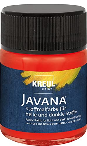 KREUL 91963 - Javana Stoffmalfarbe für helle und dunkle Stoffe, 50 ml Glas rot, brillante Farbe auf Wasserbasis, pastoser Charakter, zum Stempeln und Schablonieren, nach Fixierung waschecht KREUL 91963 - Javana Stoffmalfarbe für helle und dunkle Stoffe, 50 ml Glas rot, brillante Farbe auf Wasserbasis, pastoser Charakter, zum Stempeln und Schablonieren, nach Fixierung waschecht von Kreul