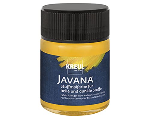 KREUL 91967 - Javana Stoffmalfarbe für helle und dunkle Stoffe, 50 ml Glas goldgelb, brillante Farbe auf Wasserbasis, pastoser Charakter, zum Stempeln und Schablonieren, nach Fixierung waschecht KREUL 91967 - Javana Stoffmalfarbe für helle und dunkle Stoffe, 50 ml Glas goldgelb, brillante Farbe auf Wasserbasis, pastoser Charakter, zum Stempeln und Schablonieren, nach Fixierung waschecht von Kreul