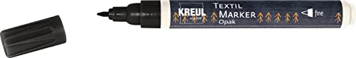 KREUL 92782 - Textil Marker Opak, fine, schwarz, Strichstärke 1 bis 2 mm, für zarte Linien, Schriften und Konturen, Stoffmalstift zum Gestalten von hellen und dunklen Stoffen von Kreul