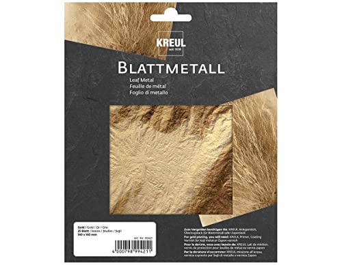 KREUL 99421 - Blattmetall, 14 x 14 cm, 25 Blatt, für hochglänzende, metallische Effekte, zum Veredeln vomn Holz, Glas, Papier, Leinwand, Karton, Styropor, Kunststoff, Wachs, Keramik und viele mehr KREUL 99421 - Blattmetall, 14 x 14 cm, 25 Blatt, für hochglänzende, metallische Effekte, zum Veredeln vomn Holz, Glas, Papier, Leinwand, Karton, Styropor, Kunststoff, Wachs, Keramik und viele mehr von Kreul